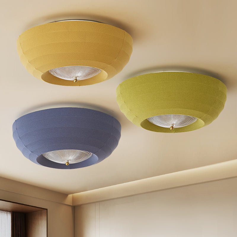 Thalina Fabric Ceiling Light in Olive Green – Modern Flush Mount LED