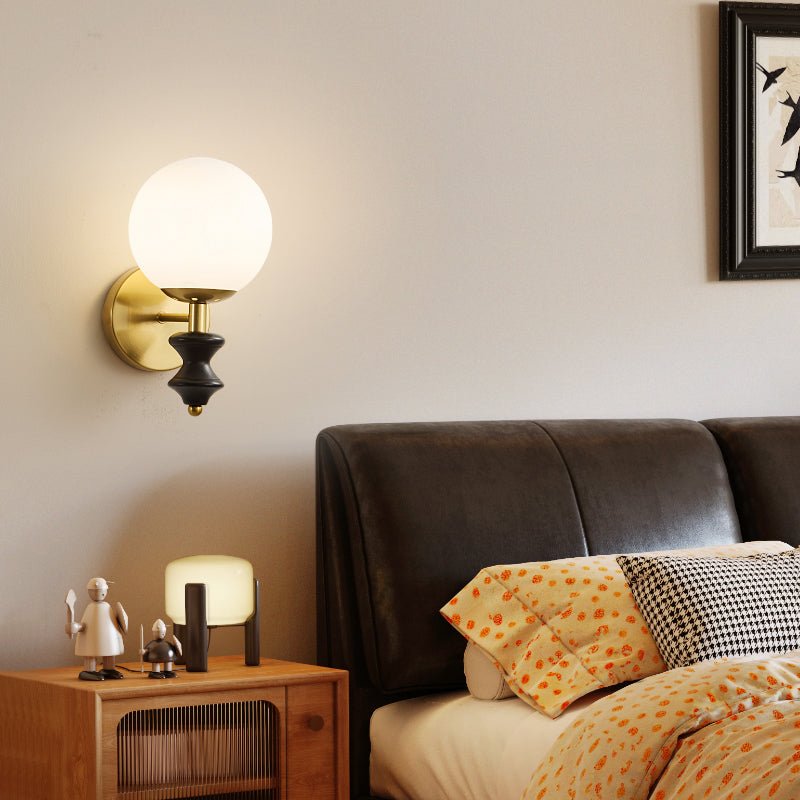 Elodie Globe Wall Sconce — Modern Brass & Glass Wall Light for Bedroom, Living Room