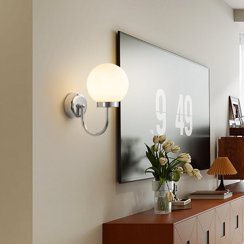 Clara Chrome Wall Sconce – Modern Minimalist Globe Light for Bedroom & Hallway