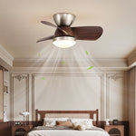 Miroter Ceiling Fan Light with LED, Flush Mount, Walnut & Nickel
