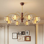 Solstice Bloom Chandelier — Amber Glass & Gold Modern Pendant Light