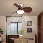 Miroter Ceiling Fan Light with LED, Flush Mount, Walnut & Nickel