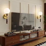 Colette Globe Wall Sconce in Gold or Walnut | Modern Luxury Lighting