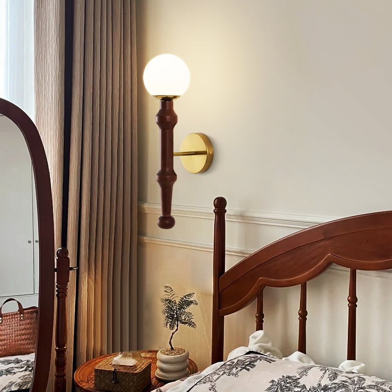 Elowen Drop Wall Sconce — Modern Wood & Brass Wall Light