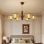 Solstice Bloom Chandelier — Amber Glass & Gold Modern Pendant Light