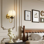 Amelie Floral Wall Sconce – Vintage-Inspired Fabric Shade, Gold or Black Finish