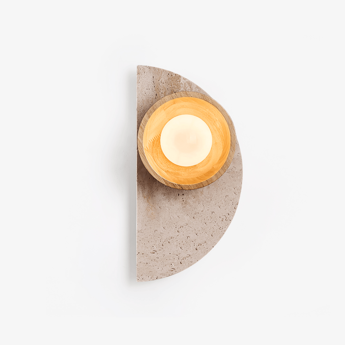 Balance Arc Wall Sconce in Travertine and Walnut Wood