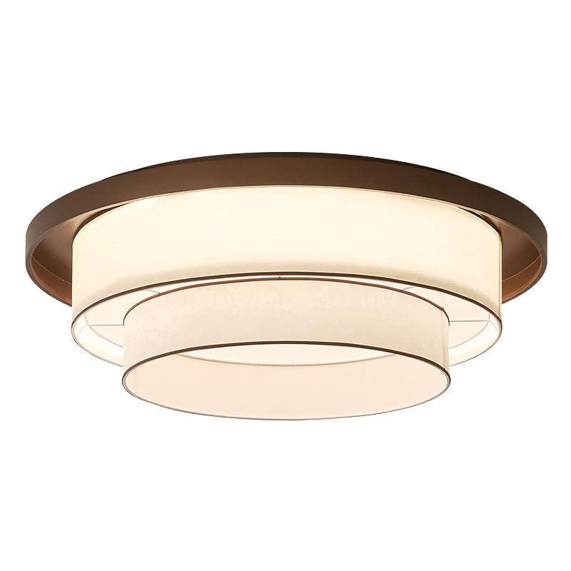 Auralyn Ceiling Light – Layered Fabric Flush Mount in Bronze