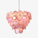 Pink Glass Disc Chandelier | Modern Designer Pendant Light for Dining & Living Rooms