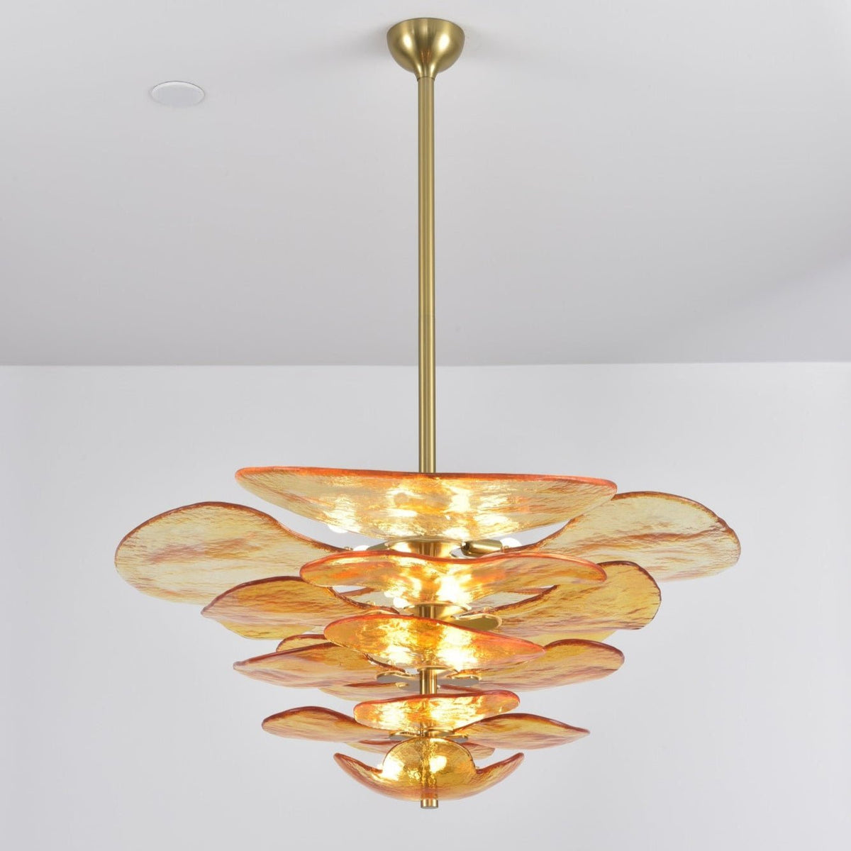 Petals Glass Chandelier – Hand-Blown Art Glass Pendant Light in Gold