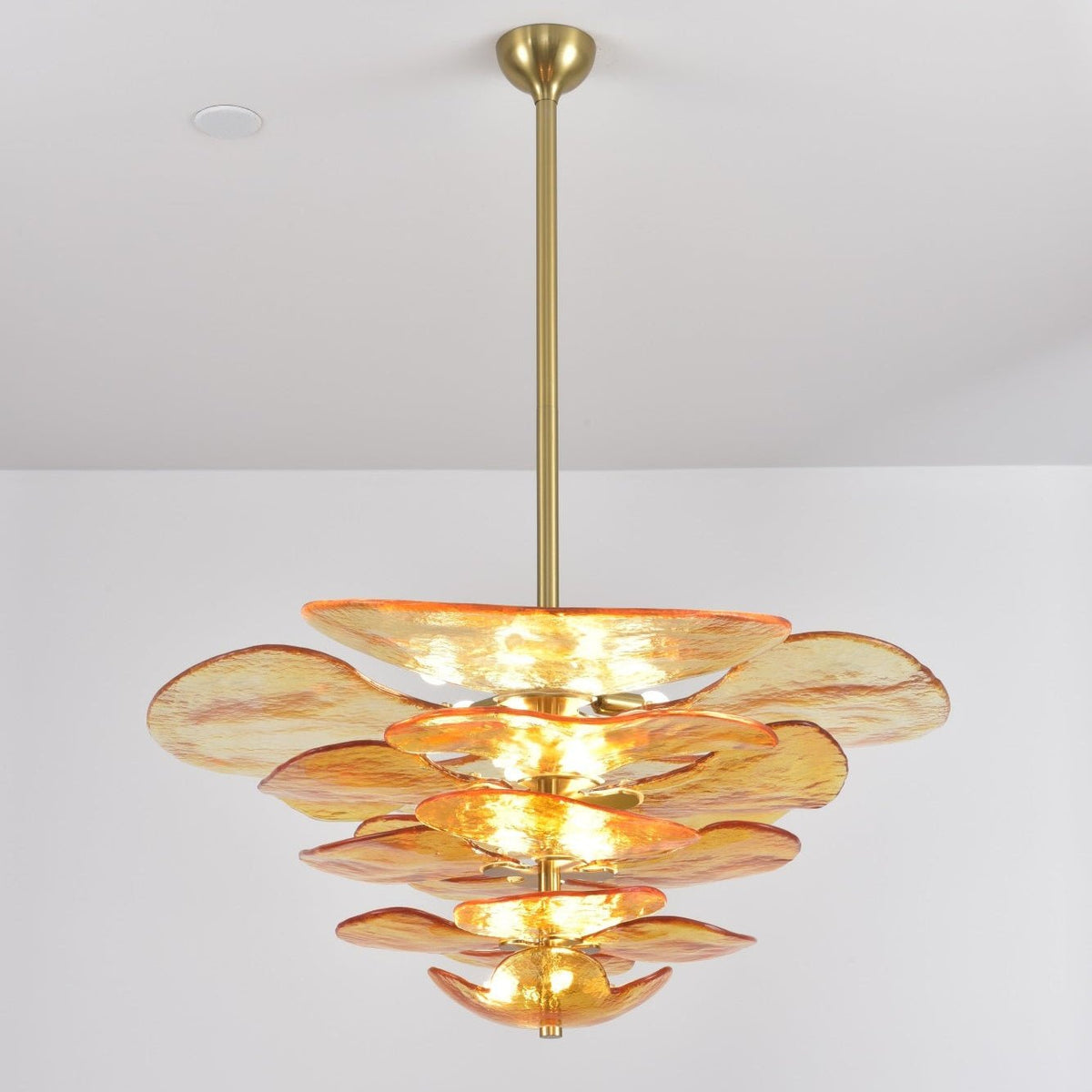 Petals Glass Chandelier – Hand-Blown Art Glass Pendant Light in Gold
