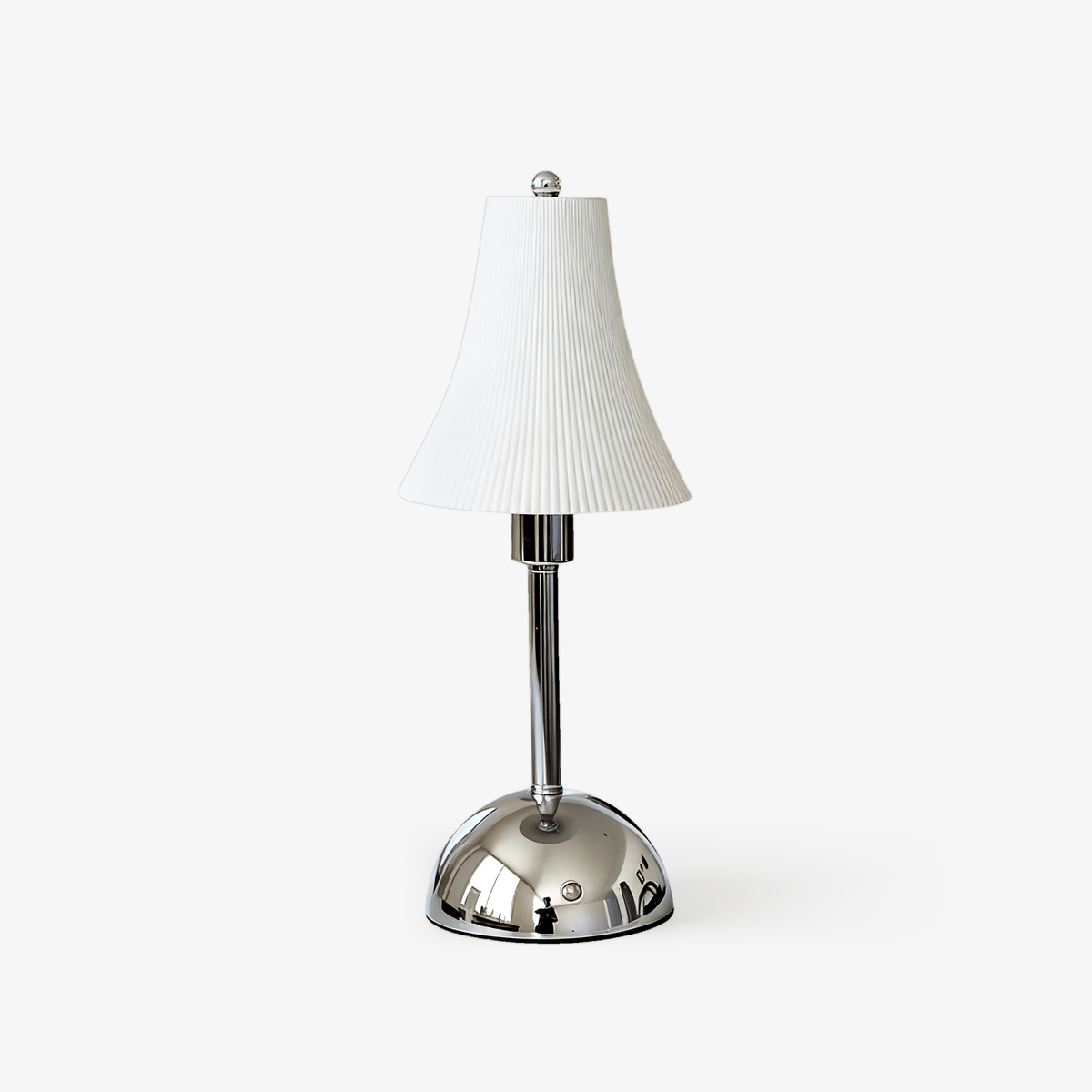 Slim Waist Table Lamp – Modern Chrome & Pleated Shade