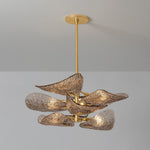 Cardiff Modern Glass Chandelier with Gold Leaf Finish for Dining Room and Living Room
