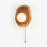 Ligna Wall Sconce in Natural Wood with White Glass Globe