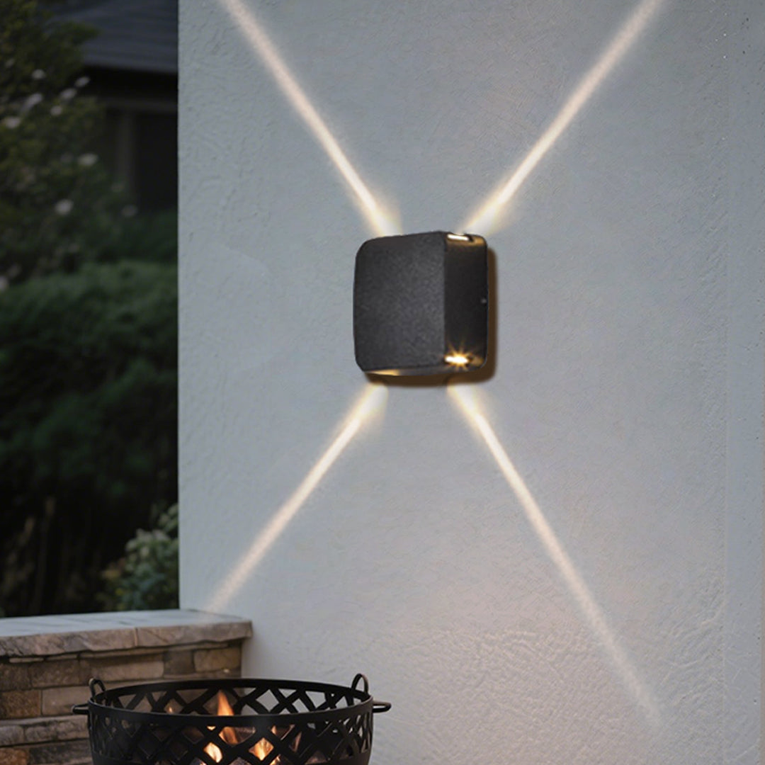 Minimalist Waterproof Outdoor Wall Light with Four-Sided LED Glow