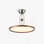 Orbito Semi Flush Ceiling Light in Walnut Wood Grain and Nickel