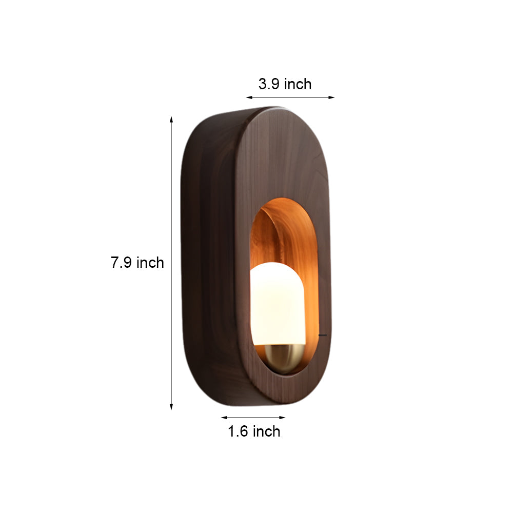 1 Light Wood Oval Wall Sconce Wood Walnut