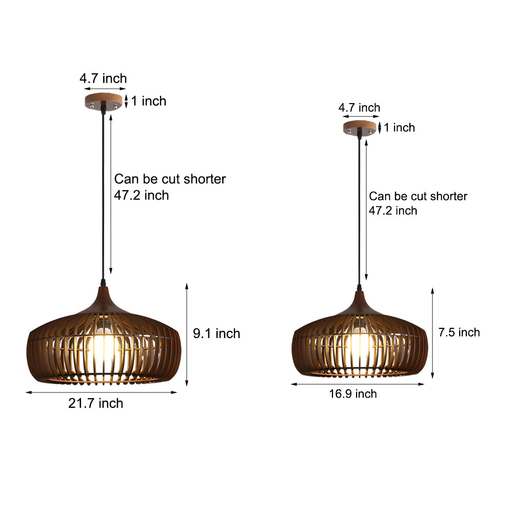 Japanese Wood Cage 1 Light Pendant Light