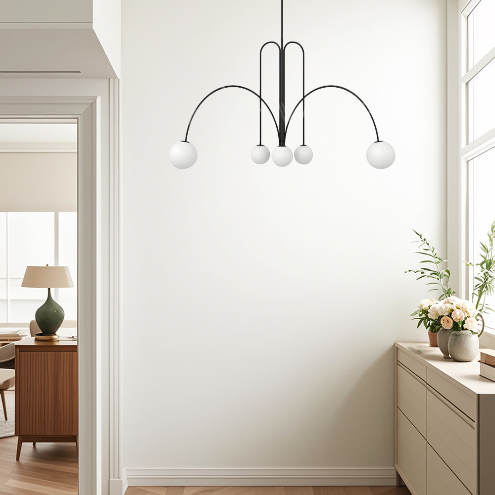 Modern White Round Glass Pendant Light