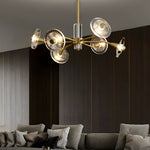 6 8 Lights Flowers Crystal 3 Step Dimming Copper Post Modern Chandelier