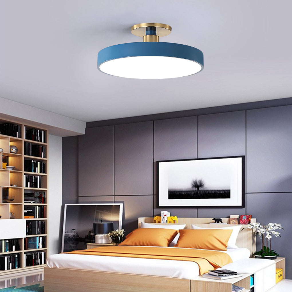 Modern Thick Circular Led Nordic Semi Flush Mount Ceiling Light