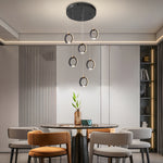 Led Ring Clusters Rotating Staircase Chandelier
