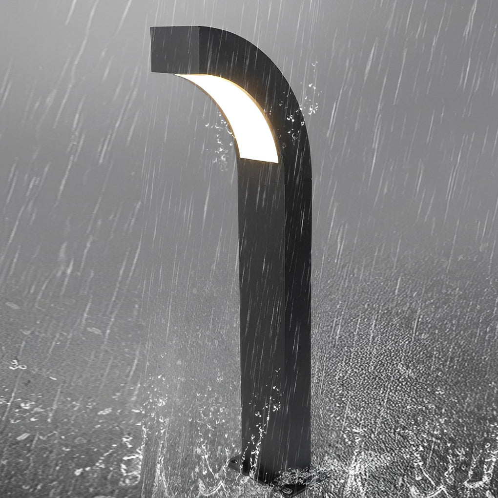 Curved LED Path Light in Black for Modern Landscape Illumination