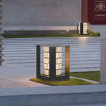 Lattice Cylinder LED Outdoor Lantern in Black, IP65 Waterproof