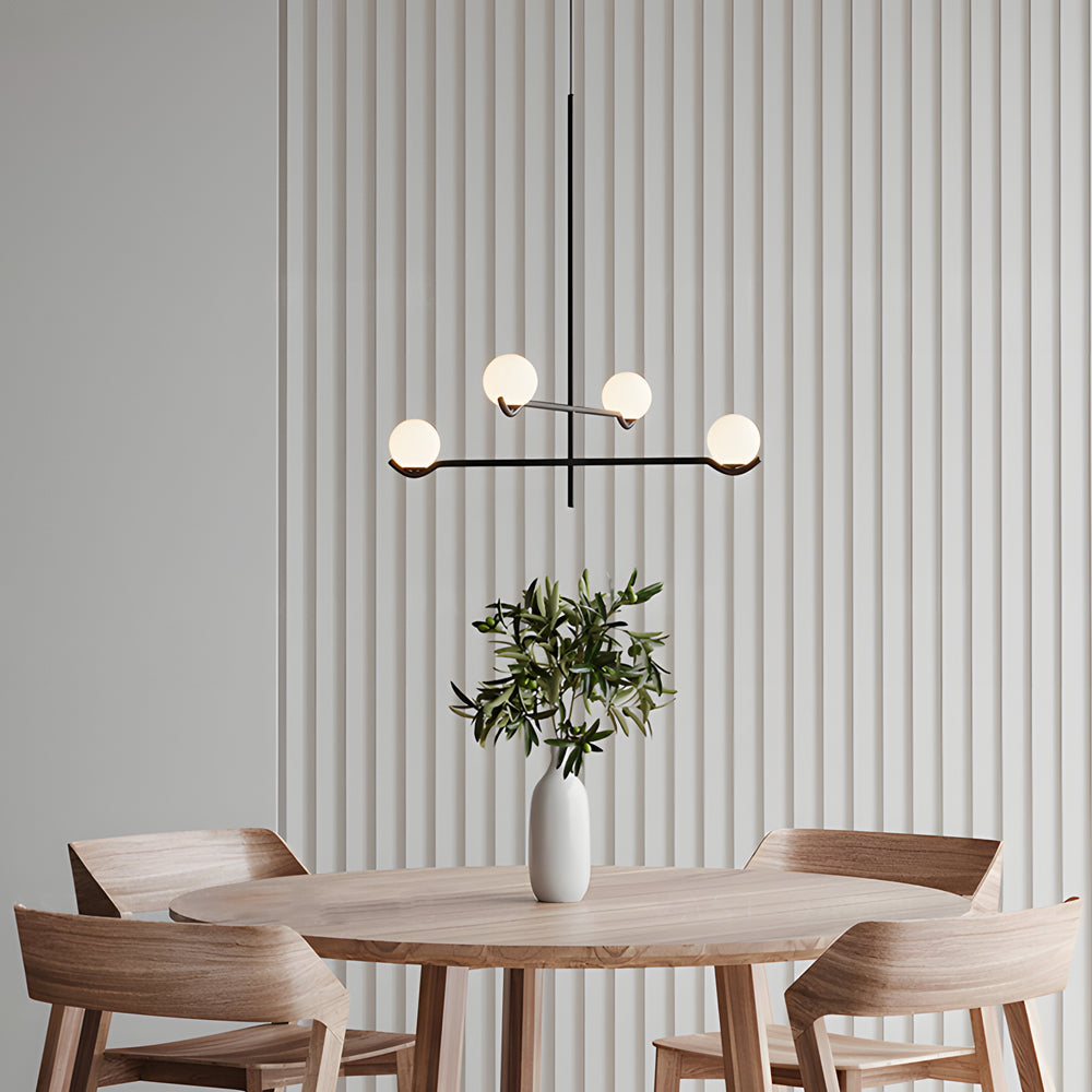 Modern Linear Glass Ball Pendant Light With 3 4 6 Light Black Gold