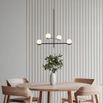 Modern Linear Glass Ball Pendant Light With 3 4 6 Light Black Gold