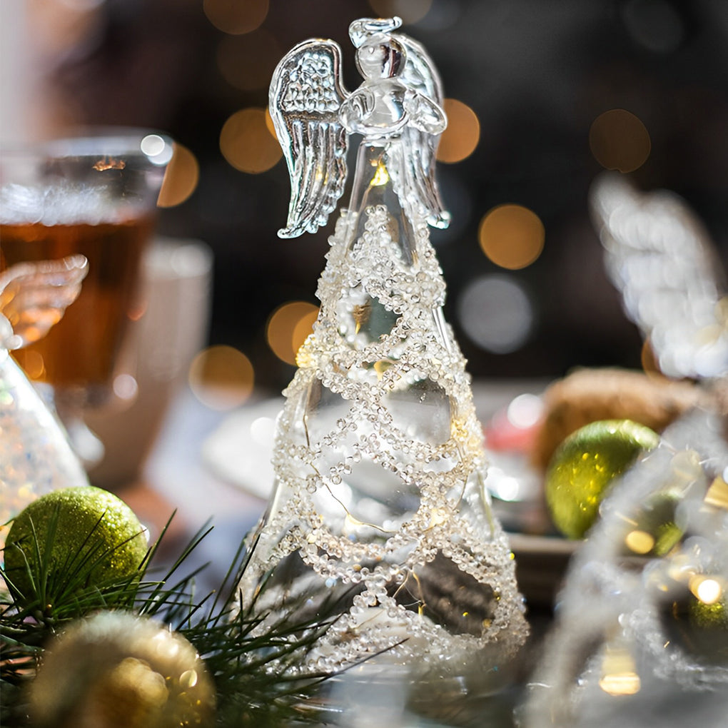 Lumière Céleste Glass Angel LED Table Lamp – Ethereal Night Light for Modern Interiors