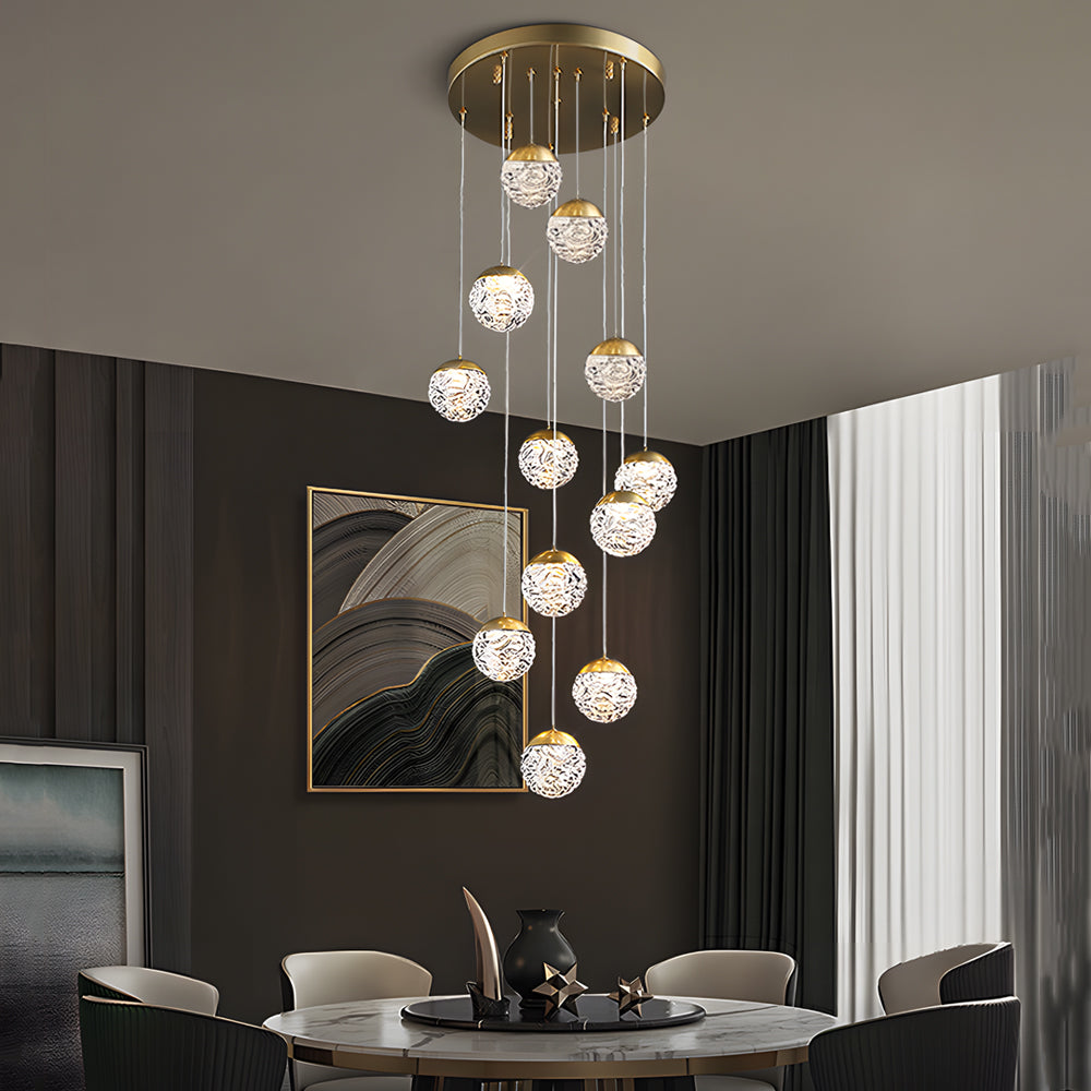 Spiral Pineapple Multi Glass Ball Staircase Chandelier Led Globes Hanging Ceiling Lights Suspension Lamp Drop Lights For Stairs