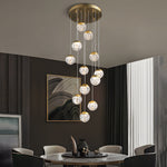 Spiral Pineapple Multi Glass Ball Staircase Chandelier Led Globes Hanging Ceiling Lights Suspension Lamp Drop Lights For Stairs