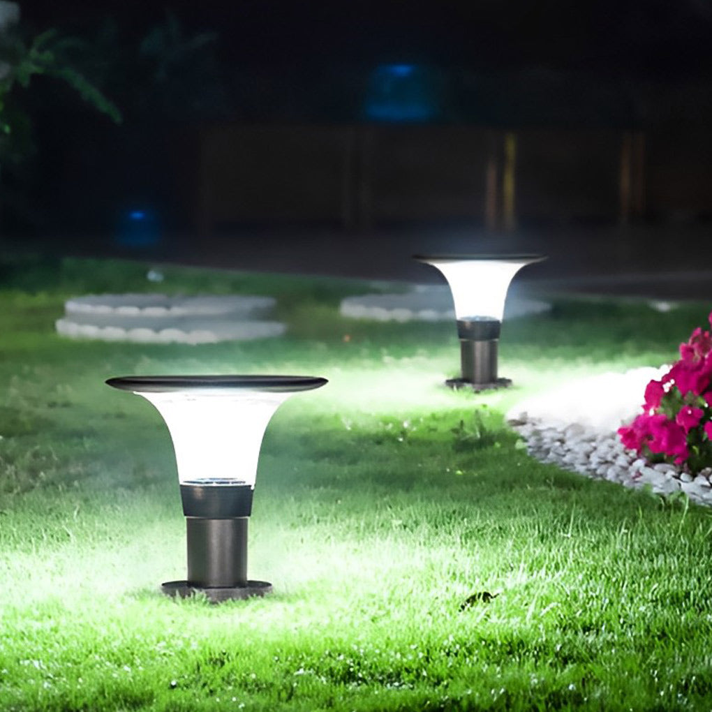 Round Black Solar Fence Post Light Ha082917