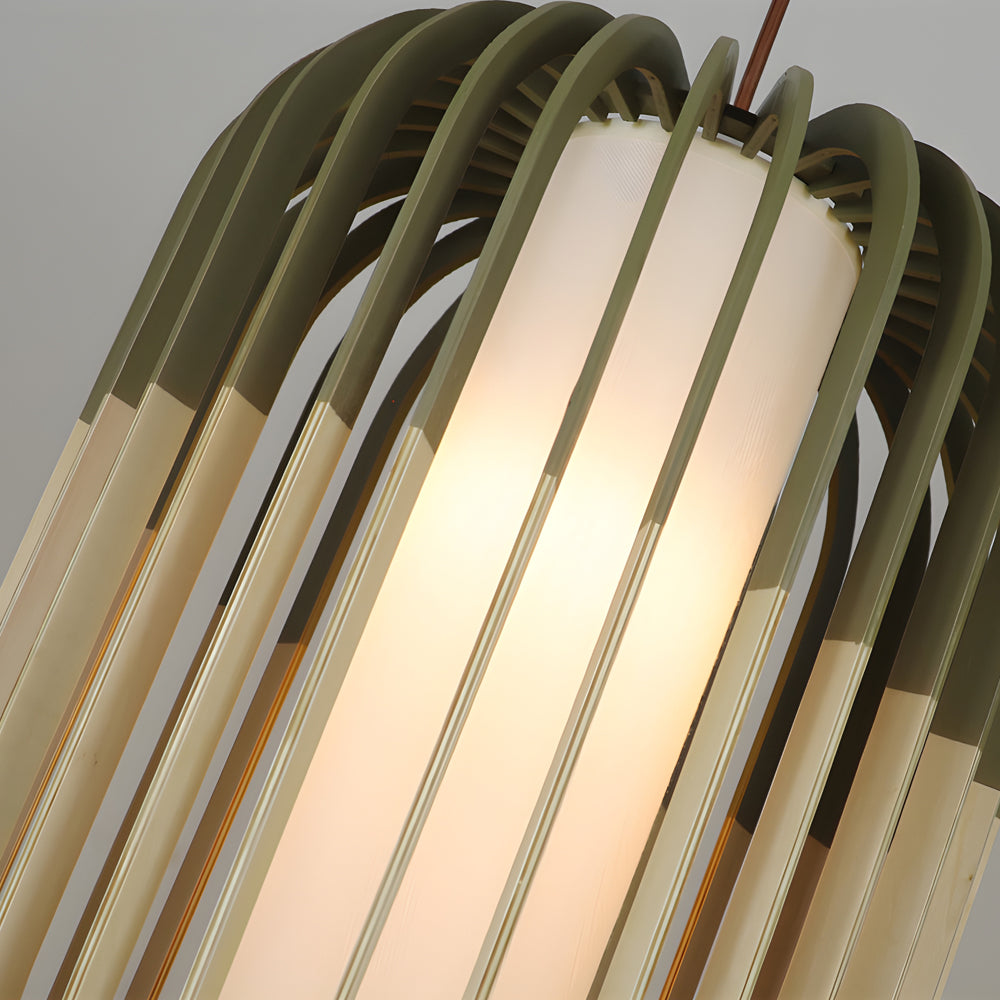 Wood Lantern Fabric Lampshade Led Minimalist Japanese Style Chandelier Li002748