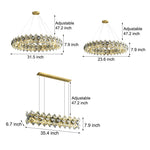 Round Luxury Long Crystal Copper Post Modern Chandelier Dining Room Lights