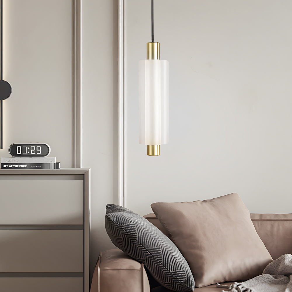 1 2 3 Heads Acrylic Cylinder Pendant Lights Modern Hanging Lamp In Gold Black