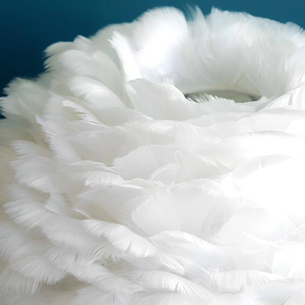 Led Feather Table Lamp With Ambient Crystal Tassels Lighting