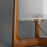Rustic Japanese Style Wood Standing And Double Shaded Led Floor Lamp