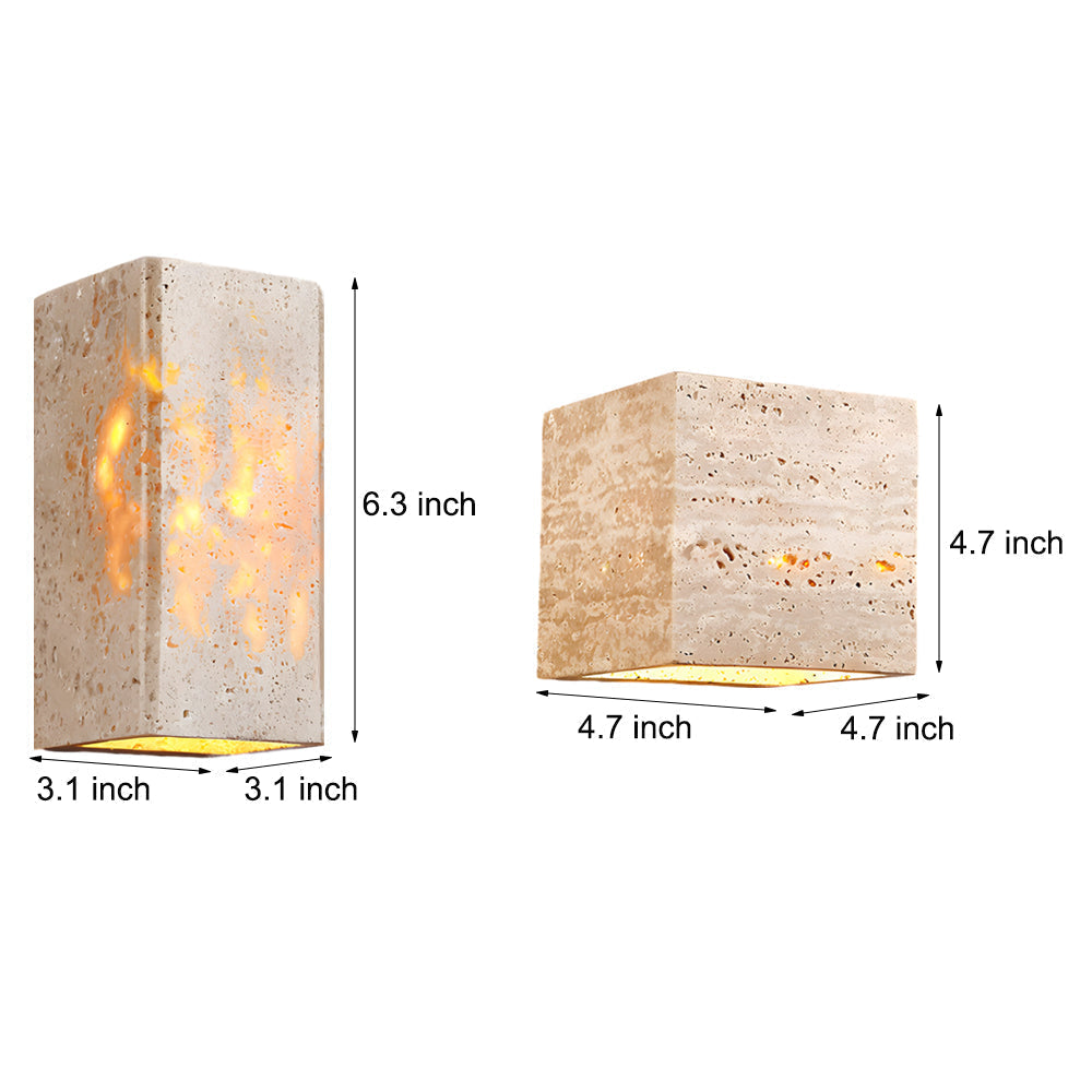 Wabi Sabi Yellow Travertine Led Wall Sconce Square Rectangle