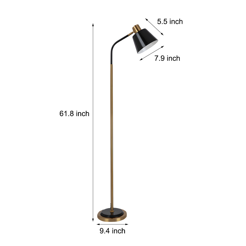 62 In Metal 1 Bulb Rotatable Reading Floor Lamp