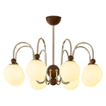 Aurora Loop Modern Chandelier with Walnut Accents and Glass Globes