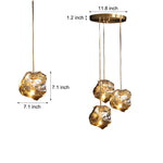 Irregular Lava Texture Glass Shade Copper Simple Post Modern Chandelier