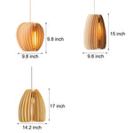 Handmade Wood Veneer Lanterns Led Nordic Japanese Style Pendant Lights