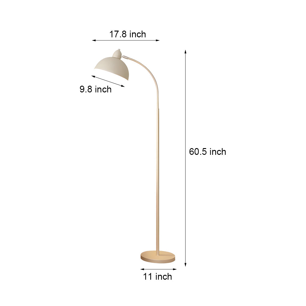 White Task Chrome Arc Floor Lamp With Dome Shade