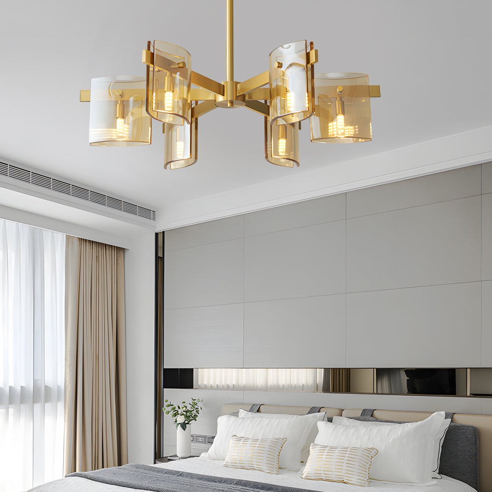6 8 Light Dimmable Metallic Electroplated Glass Chandelier Lighting