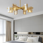 6 8 Light Dimmable Metallic Electroplated Glass Chandelier Lighting