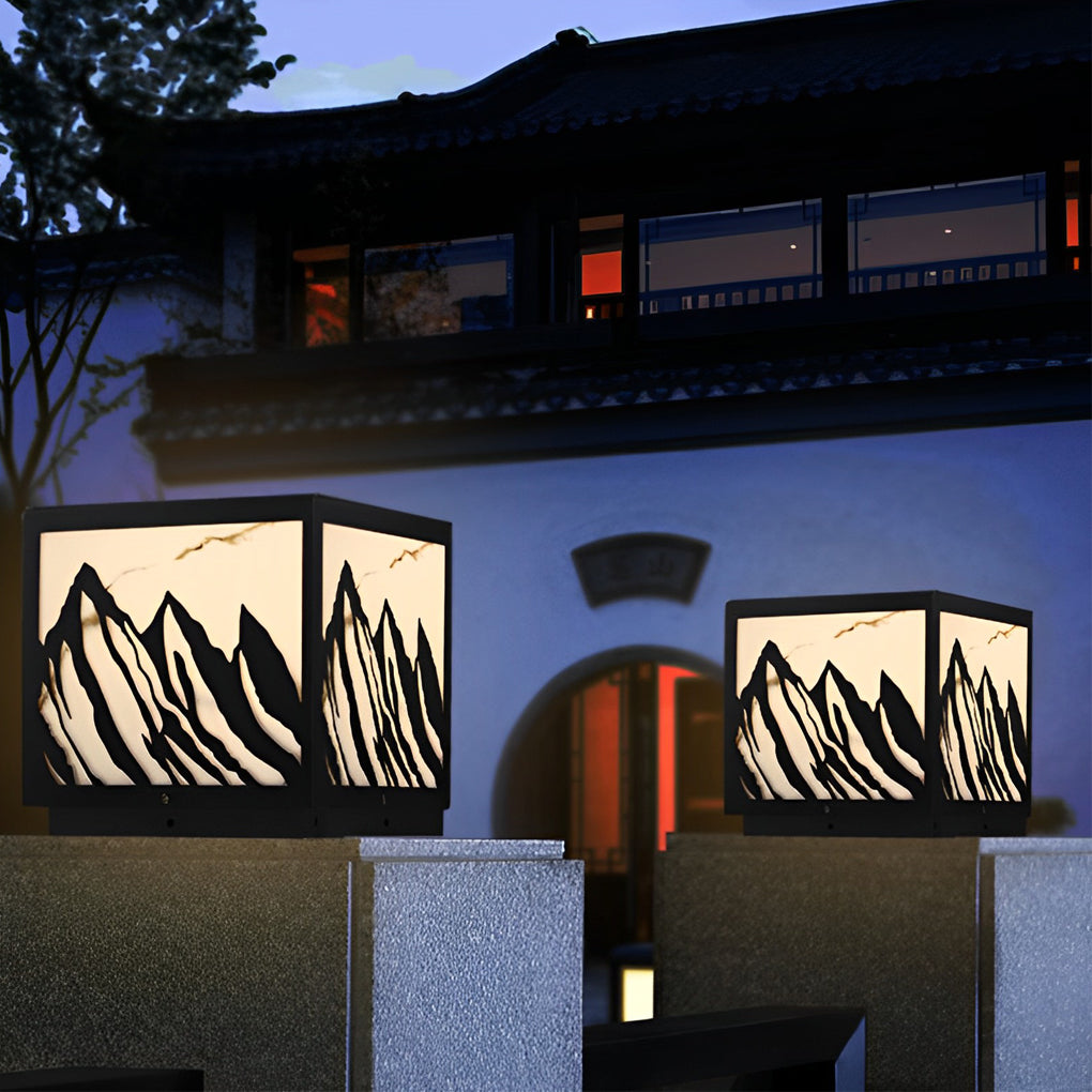 Mountain Scenery Solar Fence Post Lights Ha080149