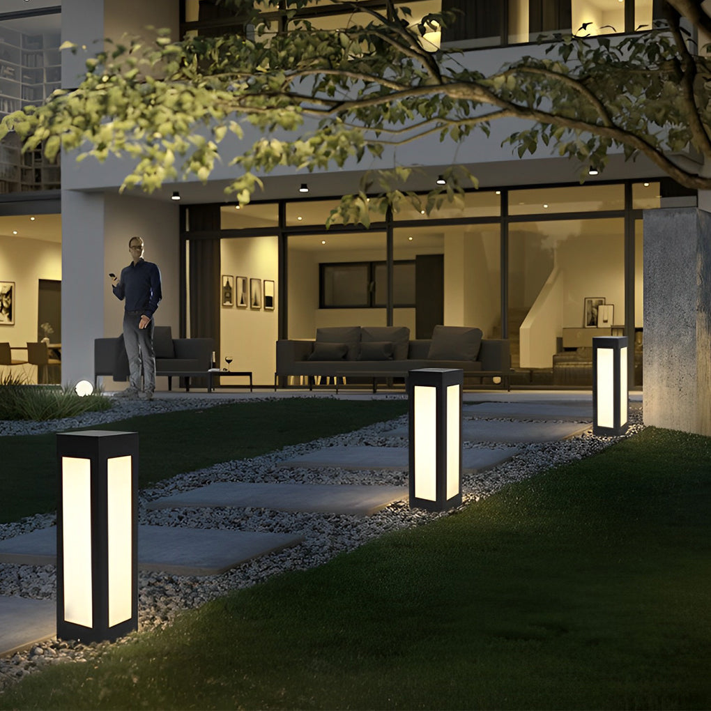 Modern Black Solar Bollard Lights for Pathways & Courtyards