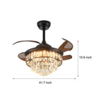 20 Black Crystal Retractable Blades Ceiling Fan With Led Lights